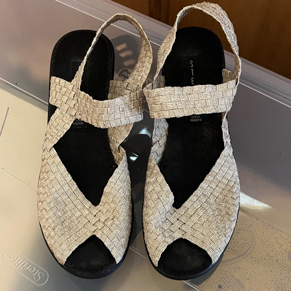 Steve Madden Beige Woven Sandals